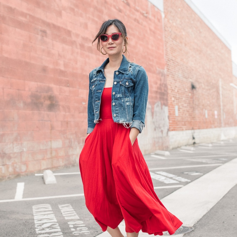 NEW REFORMATION RED ROU DRESS fruitpunch
